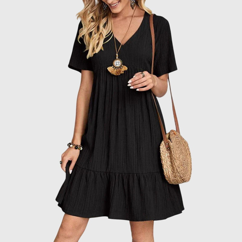 Daisy – V Neck Tiered Ruffle Hem Mini Dress