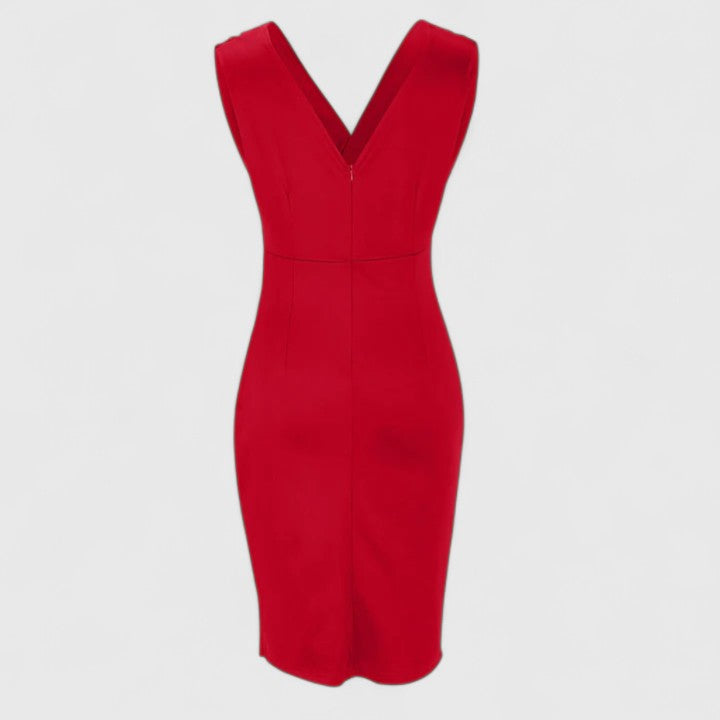 Mary – Ruched V Neck Bodycon Cocktail Midi Dress