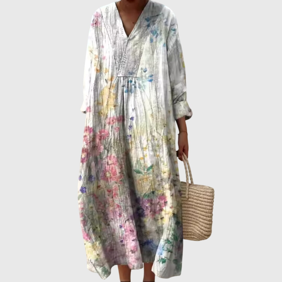 Iris – Striped Colorblock Collared Midi Dress