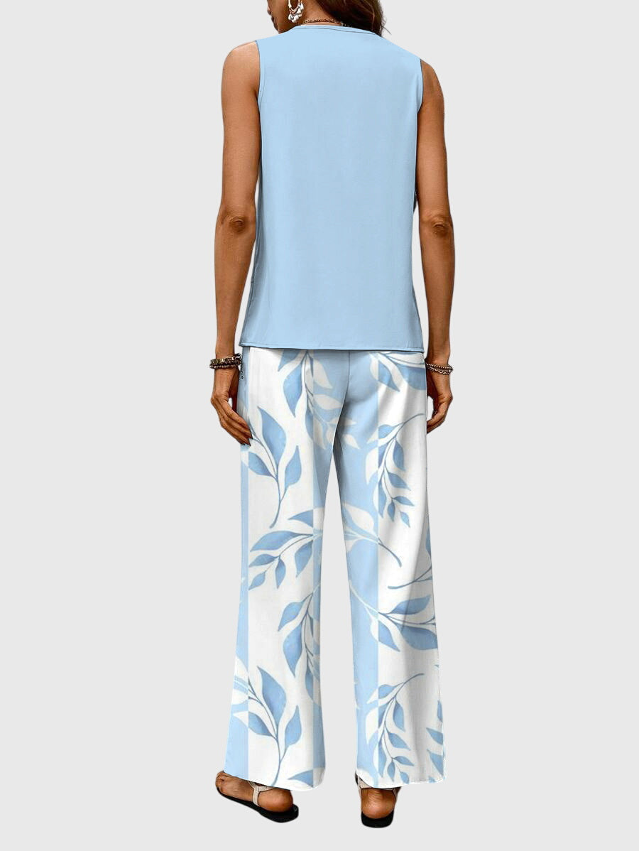 Margot – Tank Top and Floral Print Wide Leg Pants Set