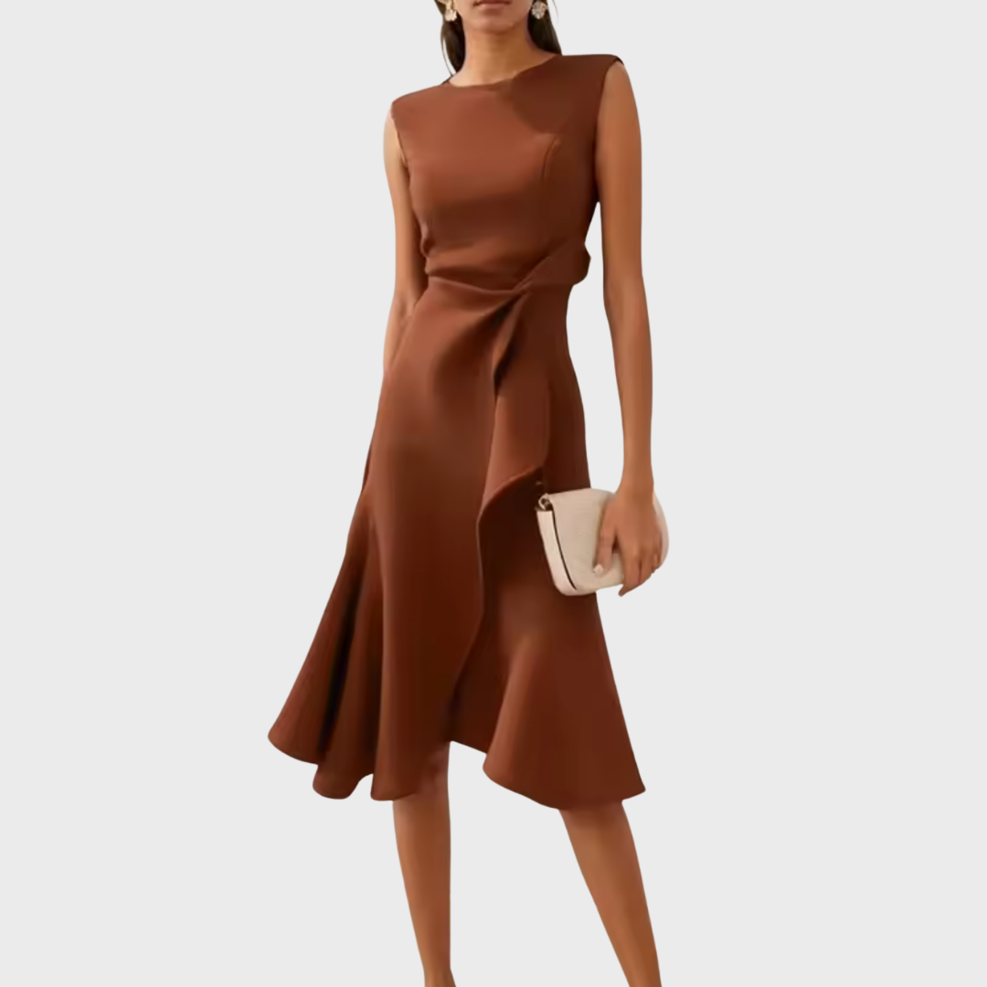 Genesis – Satin Draped Asymmetric Hem Cocktail Dress