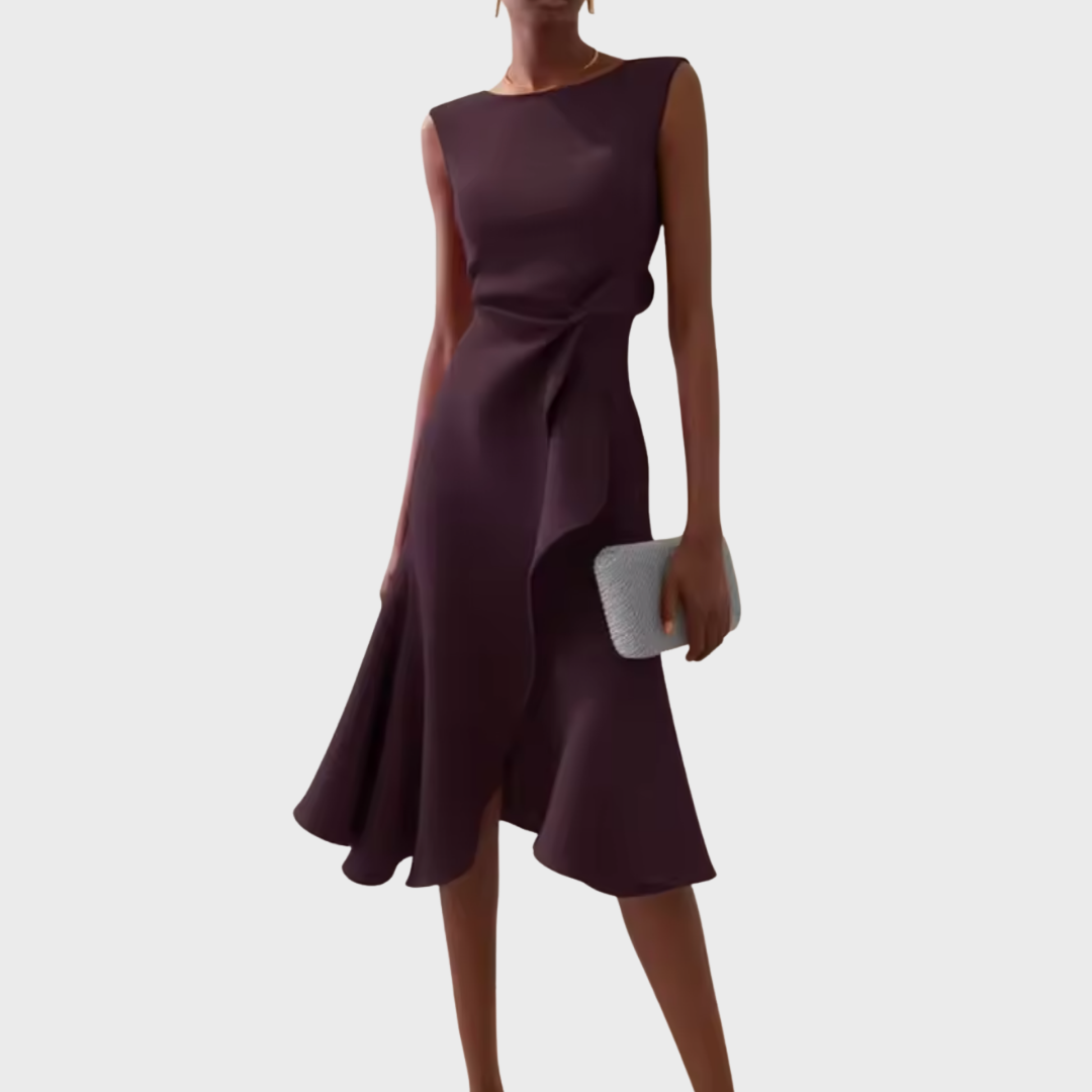 Genesis – Satin Draped Asymmetric Hem Cocktail Dress