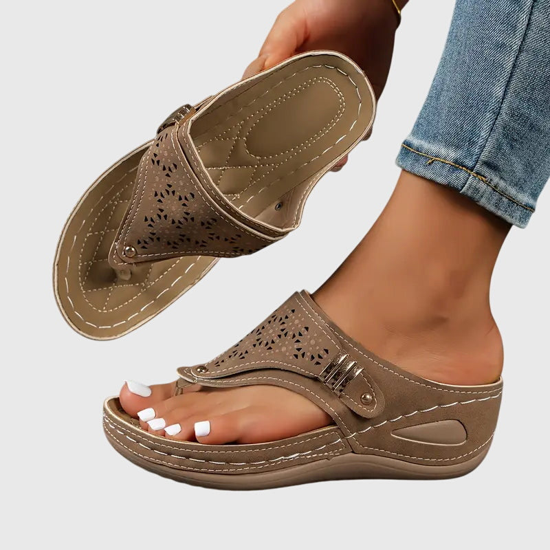 Brooke – Suede Wedge Slide Sandals