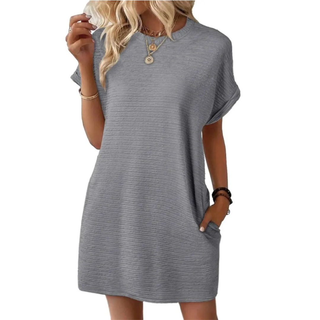 Mila – Crew Neck Short Sleeve T Shirt Mini Dress