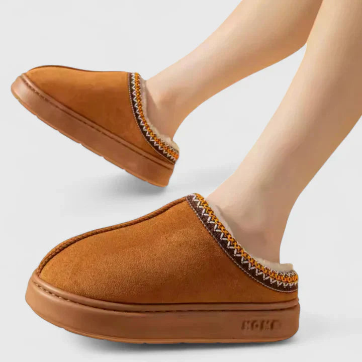 Bethany – Faux Fur Lined Suede Bootie Slippers