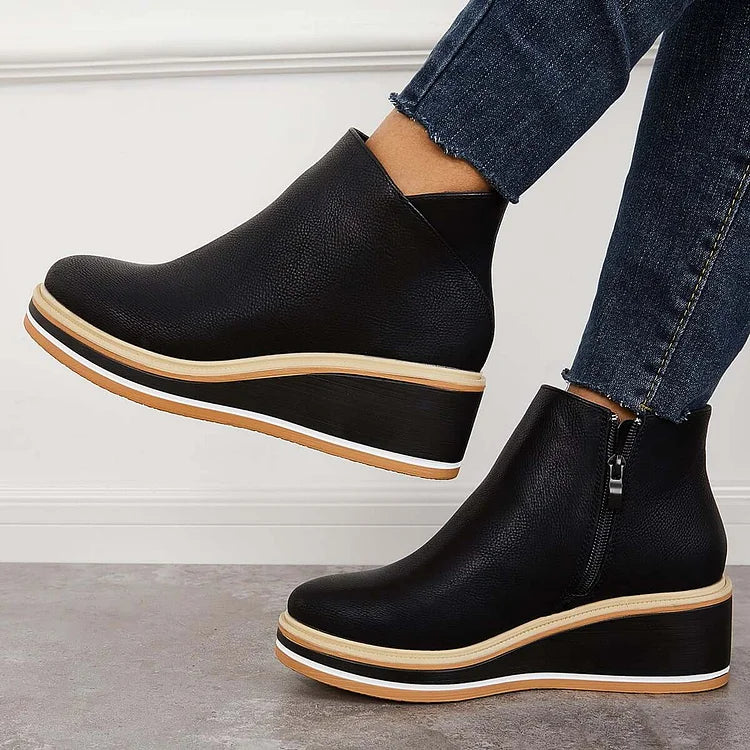 Maeve – Leather Wedge Ankle Boots