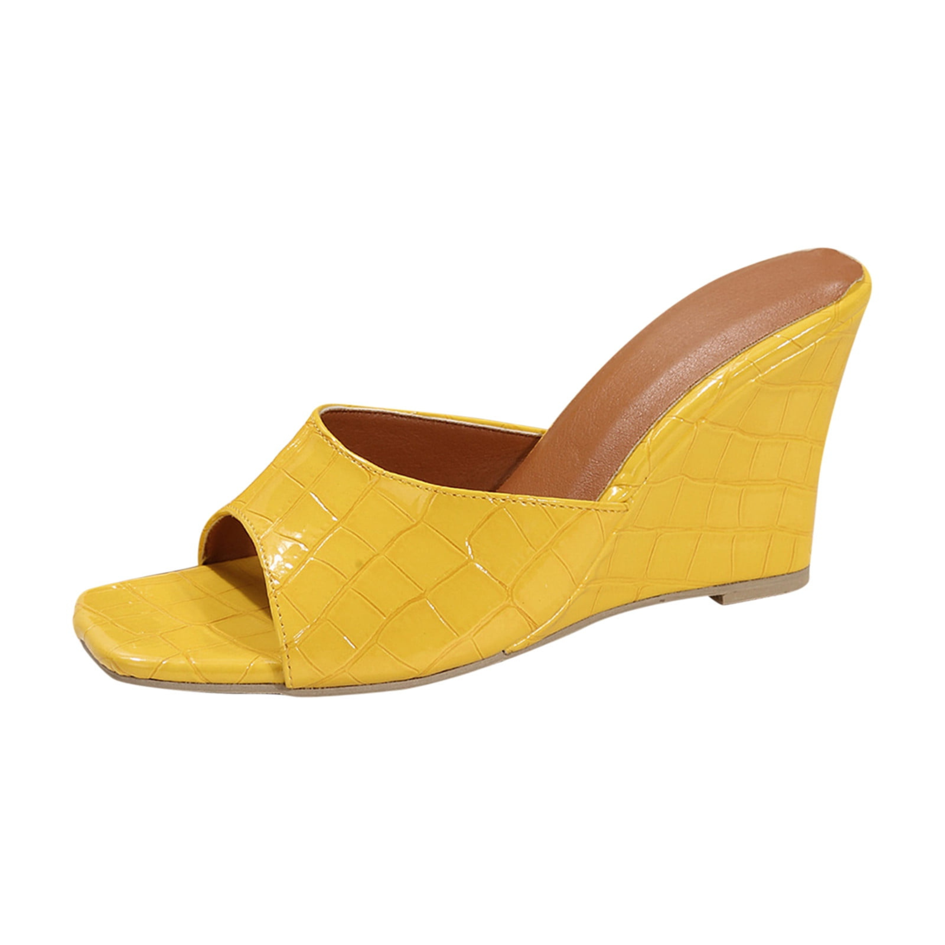 Camila – Croc Embossed Peep Toe Wedge Mules