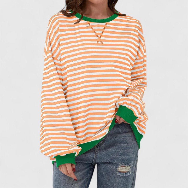 Violet – Striped Crew Neck Oversized Sweater