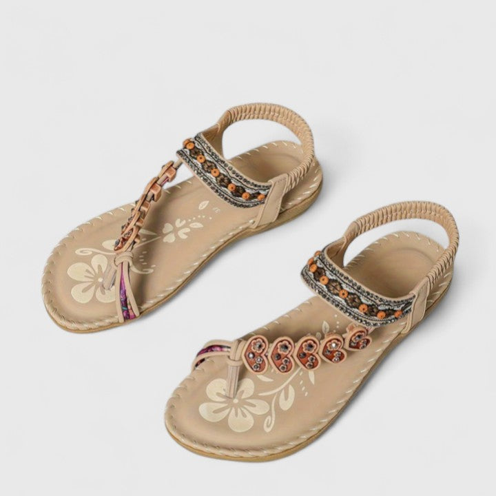 Maggie – Rhinestone Boho Thong Flat Sandals