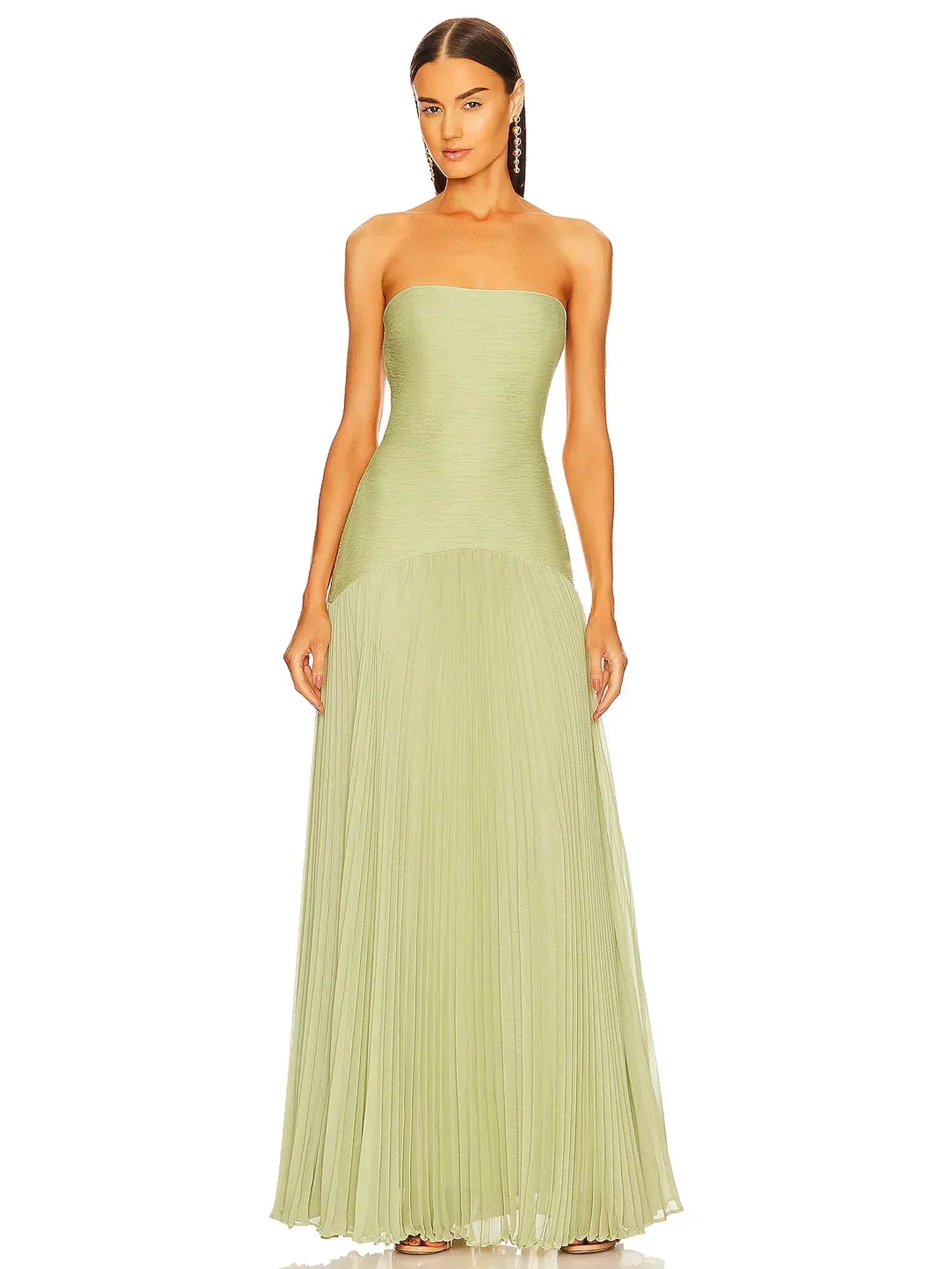 Mila – Strapless Pleated Formal Maxi Dress