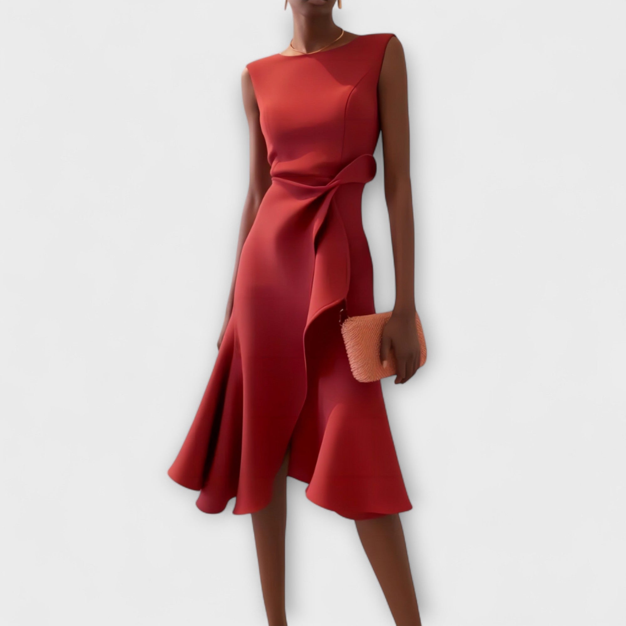 Genesis – Satin Draped Asymmetric Hem Cocktail Dress