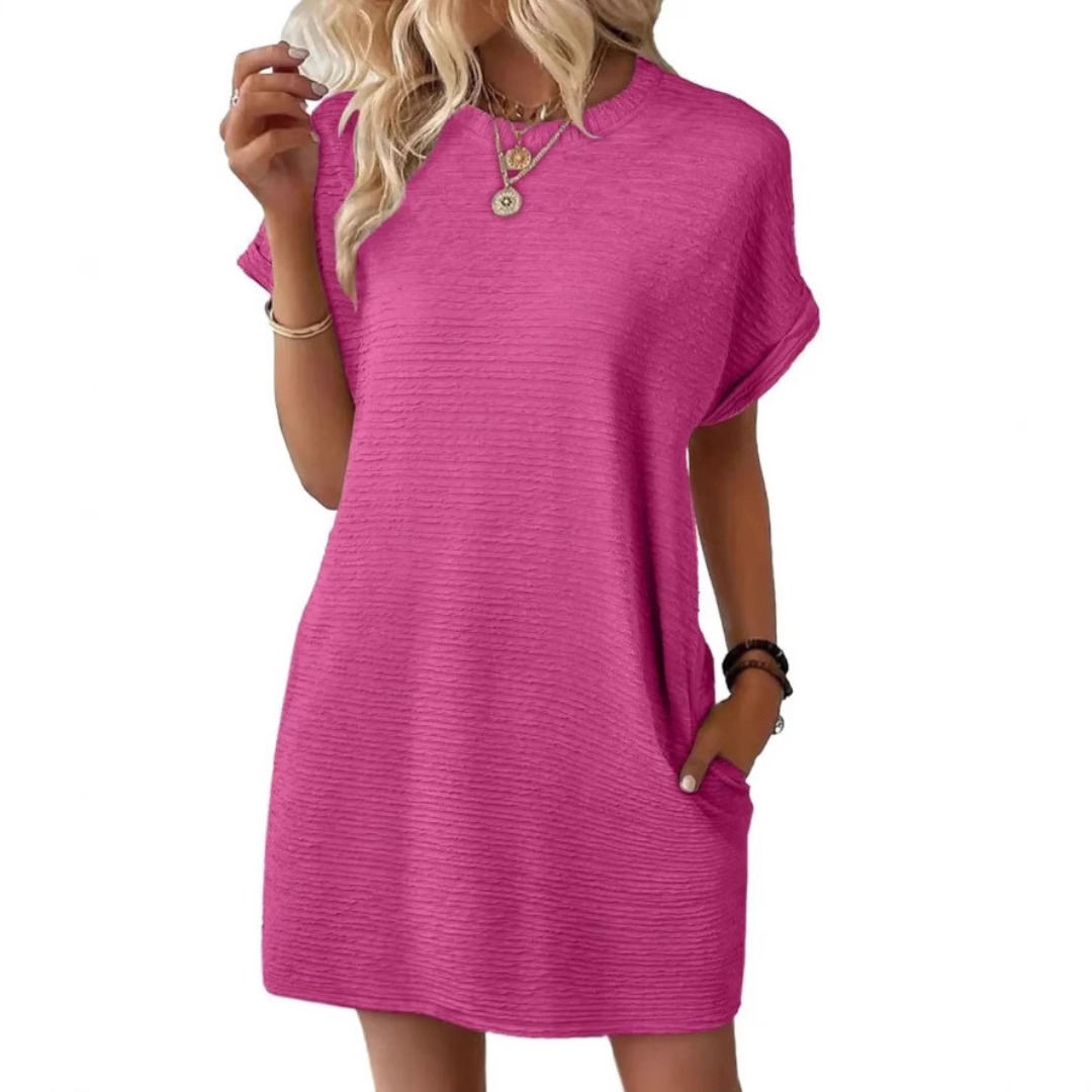 Mila – Crew Neck Short Sleeve T Shirt Mini Dress