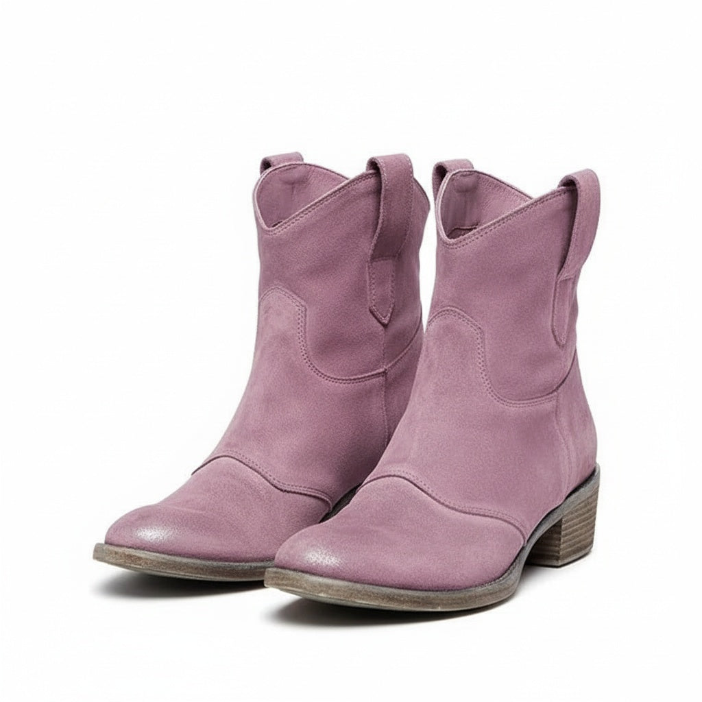 Daniela – Suede Pointed Toe Western Ankle Boots