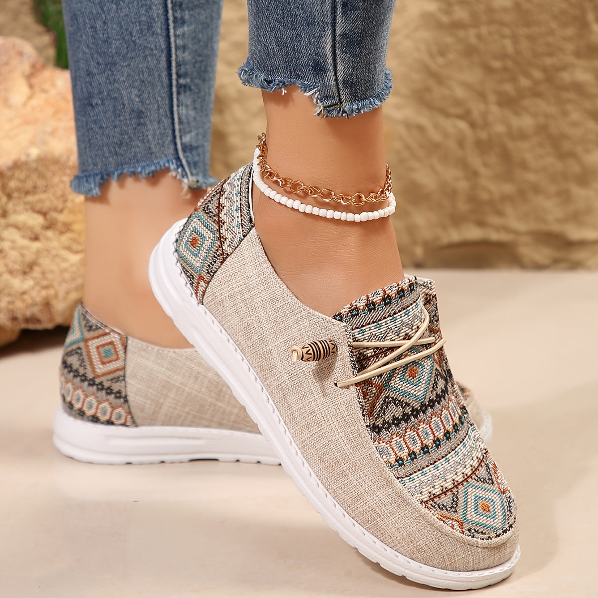 Andrea – Embroidered Panel Slip On Sneakers