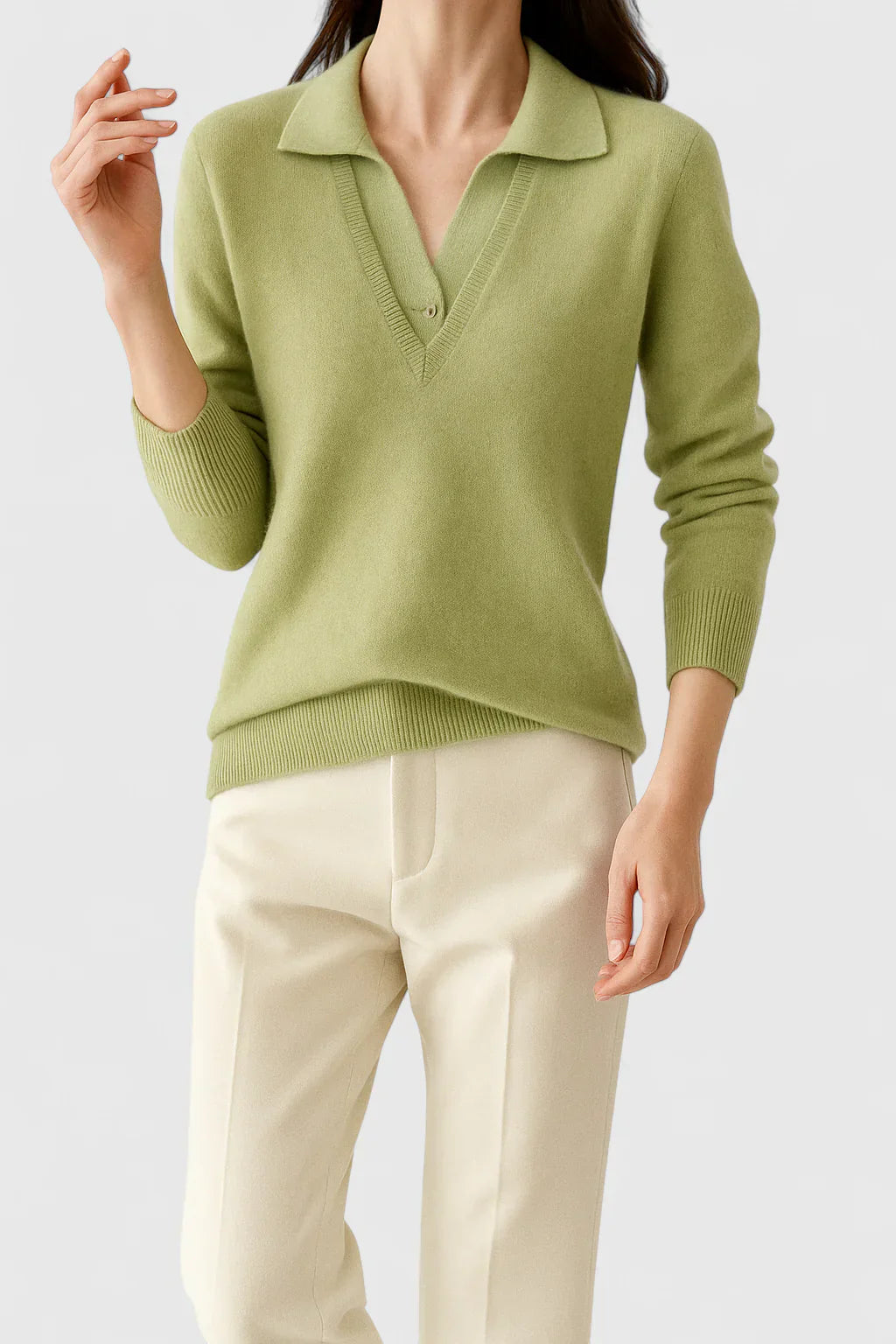Hailey – Collared V Neck Knit Sweater
