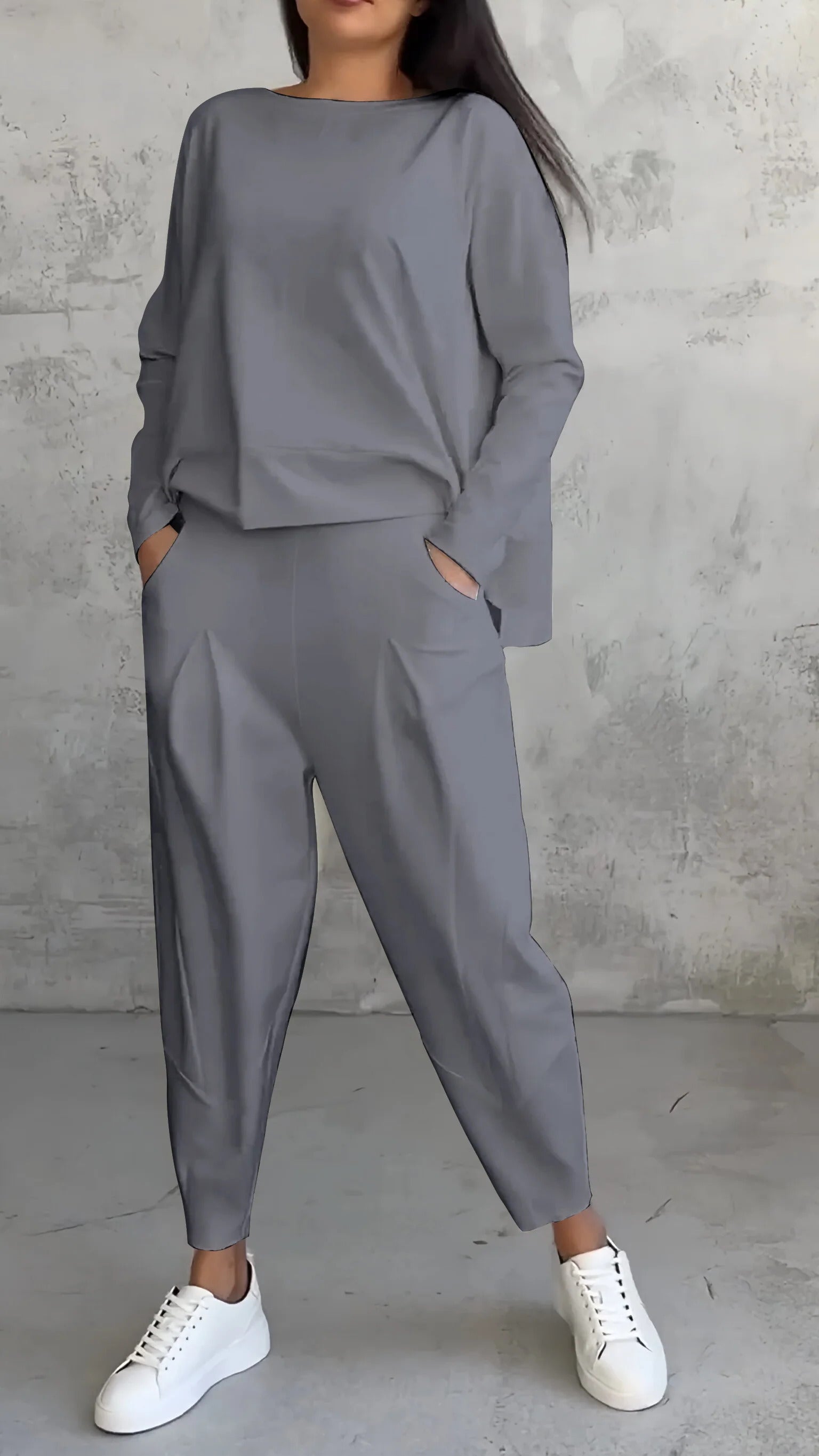 Isla – Knit Long Sleeve Top and Wide Leg Pants Lounge Set
