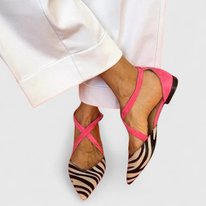 Hope – Zebra Print Pointed Toe Slingback Flats