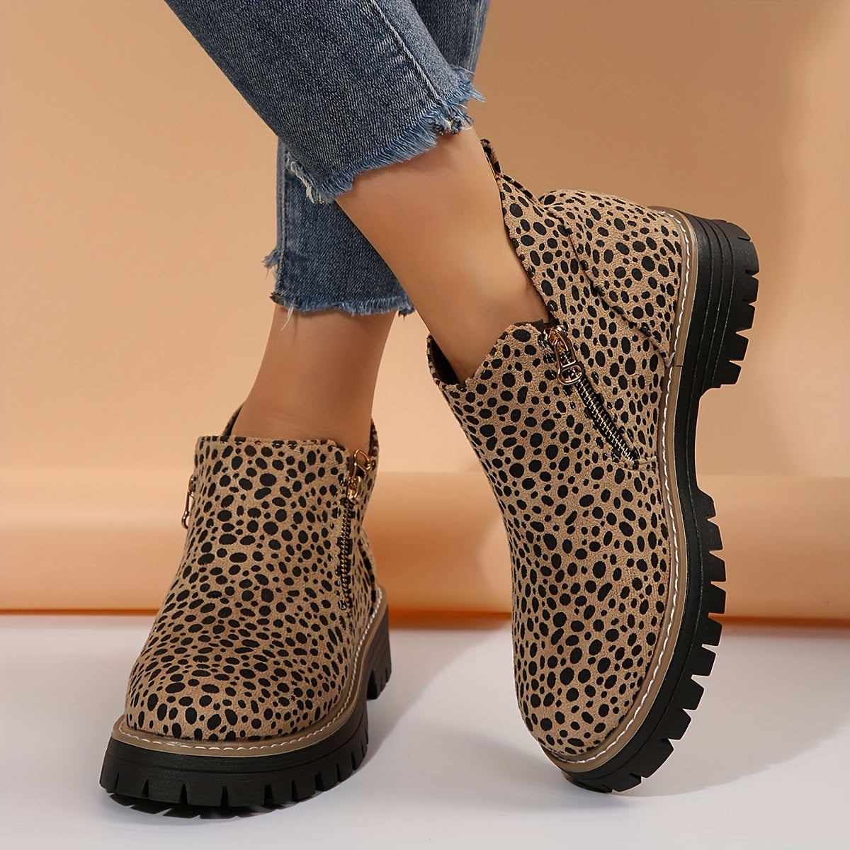 Rebecca – Leopard Print Lace Up Ankle Boots