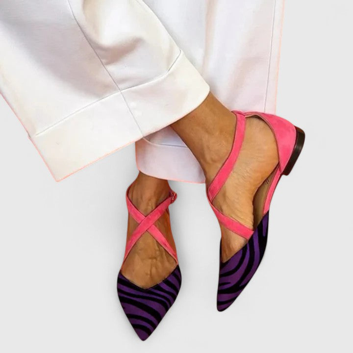 Hope – Zebra Print Pointed Toe Slingback Flats