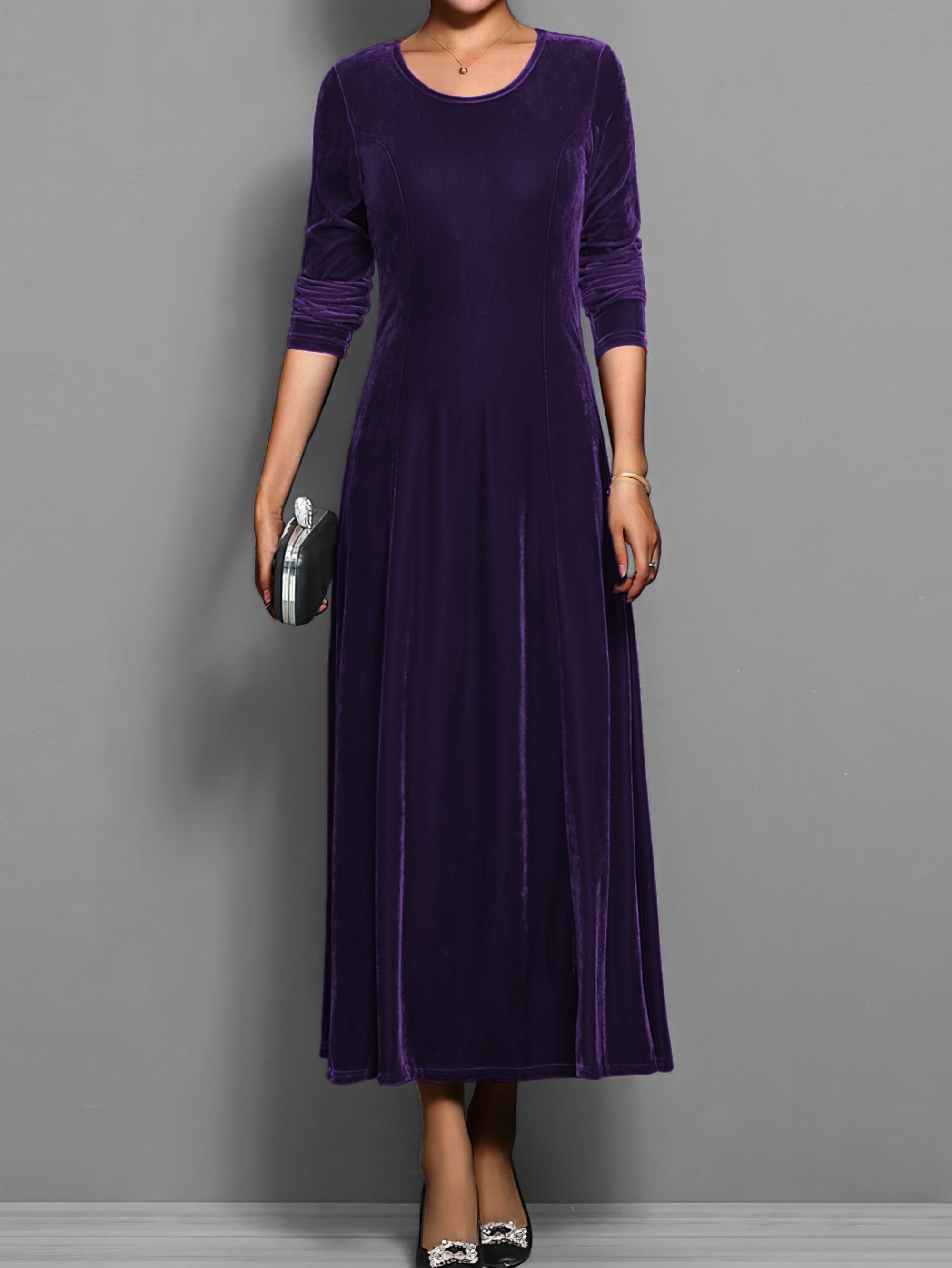 Lily – Velvet A-Line Evening Maxi Dress