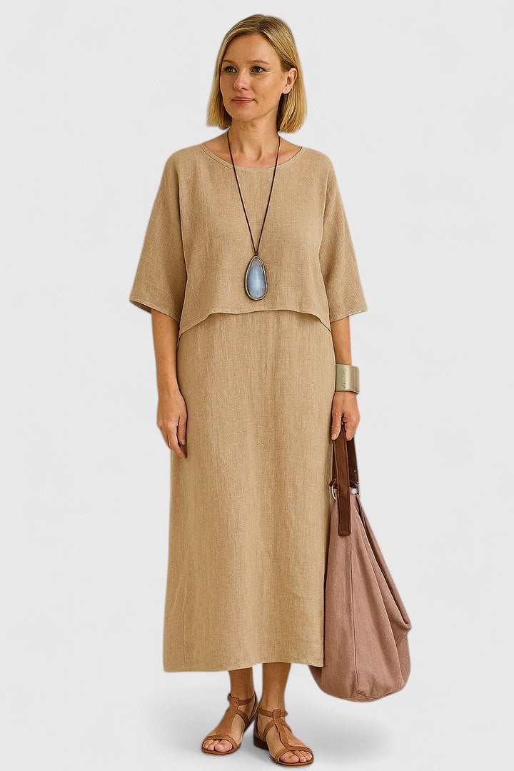 Elise – V Neck Maxi Dress and Short Sleeve Top Set