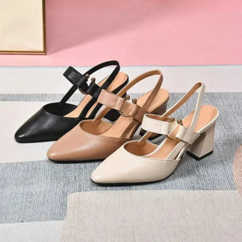 Lola – Pointed Toe Slingback Block Heel Pumps