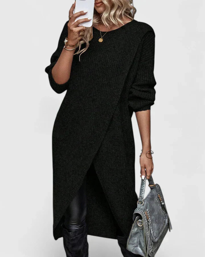 Kennedy – Asymmetric Wrap Knit Sweater Dress
