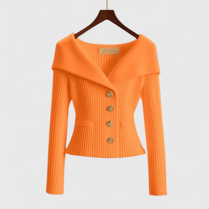 Freya – Lapel Collar Button Up Knit Cardigan