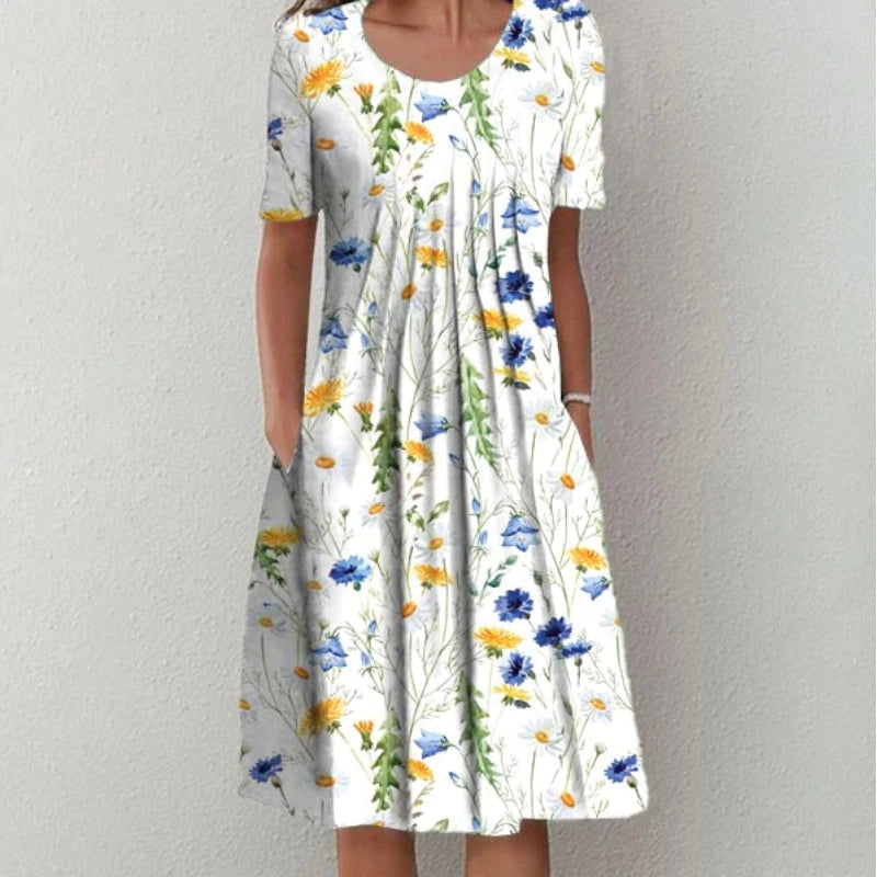 Sadie – Ditsy Floral Puff Sleeve Summer Midi Dress