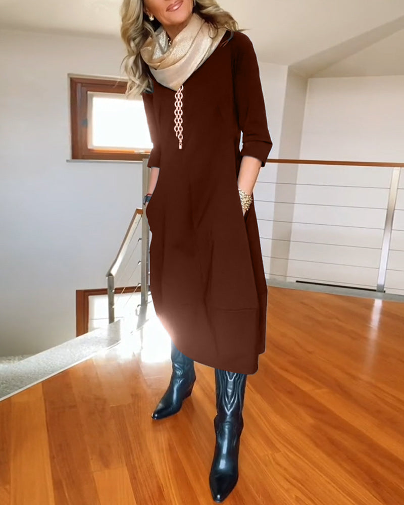 Aaliyah – Scoop Neck Long Sleeve Cocoon Maxi Dress
