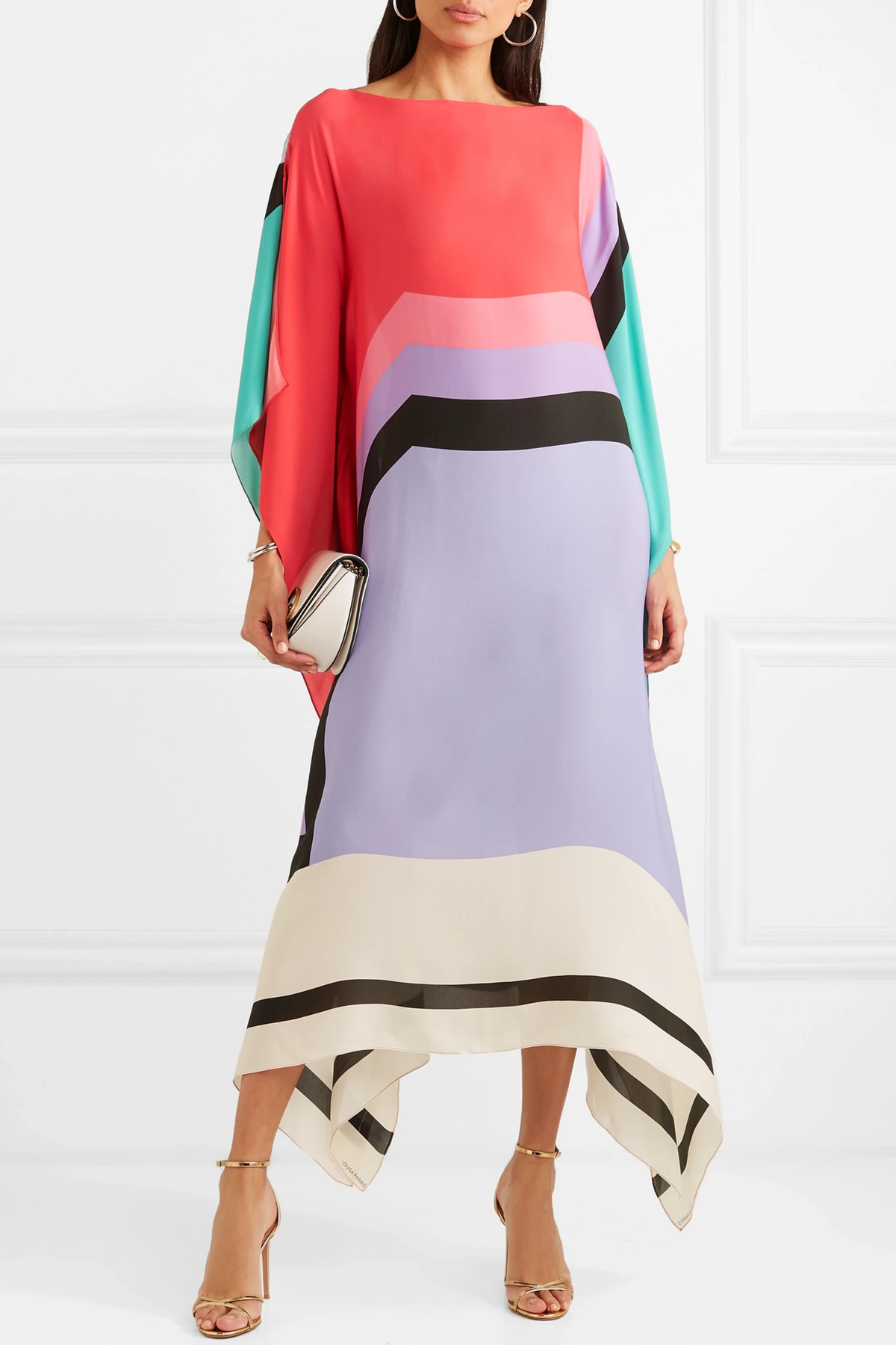 Hazel – Geometric Print Batwing Sleeve Kaftan Maxi Dress