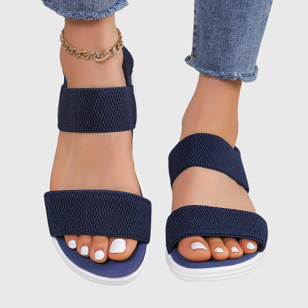 Elliana – Elastic Double Strap Flat Sandals
