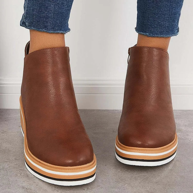 Maeve – Leather Wedge Ankle Boots
