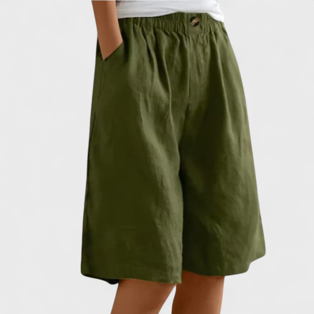 Eliza – High Waist Wide Leg Bermuda Shorts