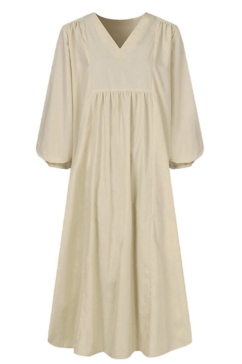 Isabella – V Neck Balloon Sleeve Smocked Waist Maxi Dress