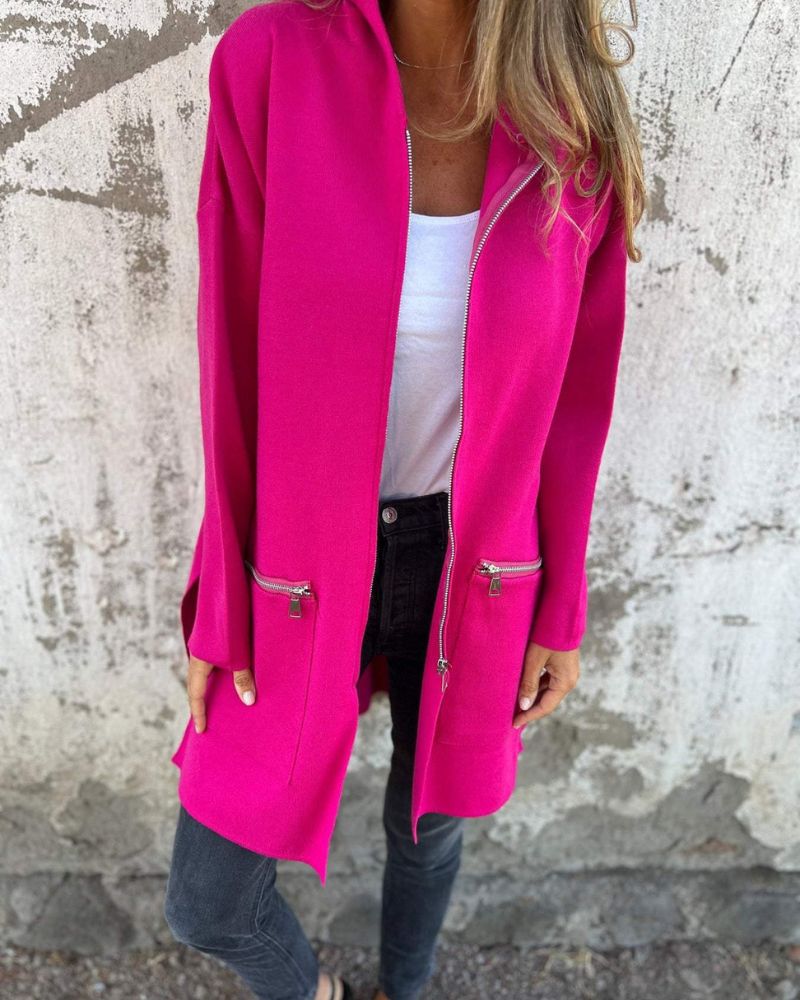 Paloma – Zip Up Long Sleeve Knit Cardigan