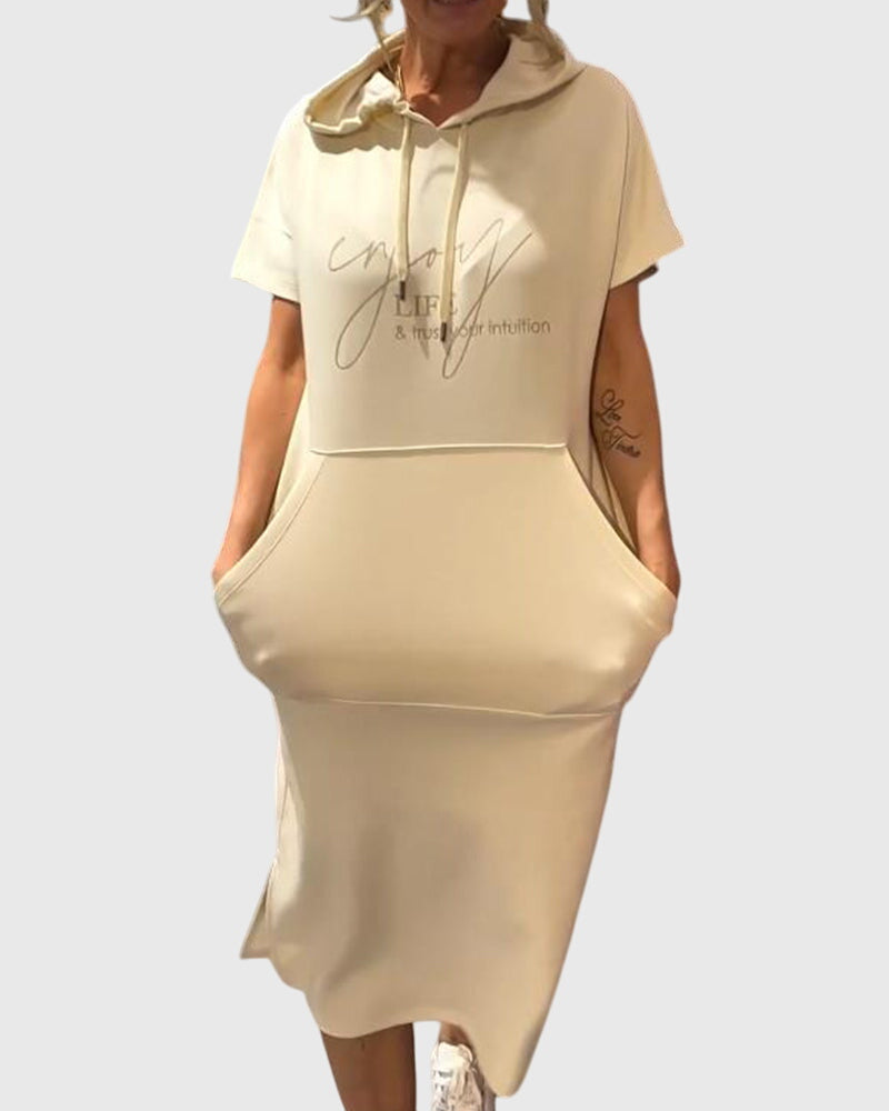 Anouk – Short Sleeve Midi Hoodie Dress