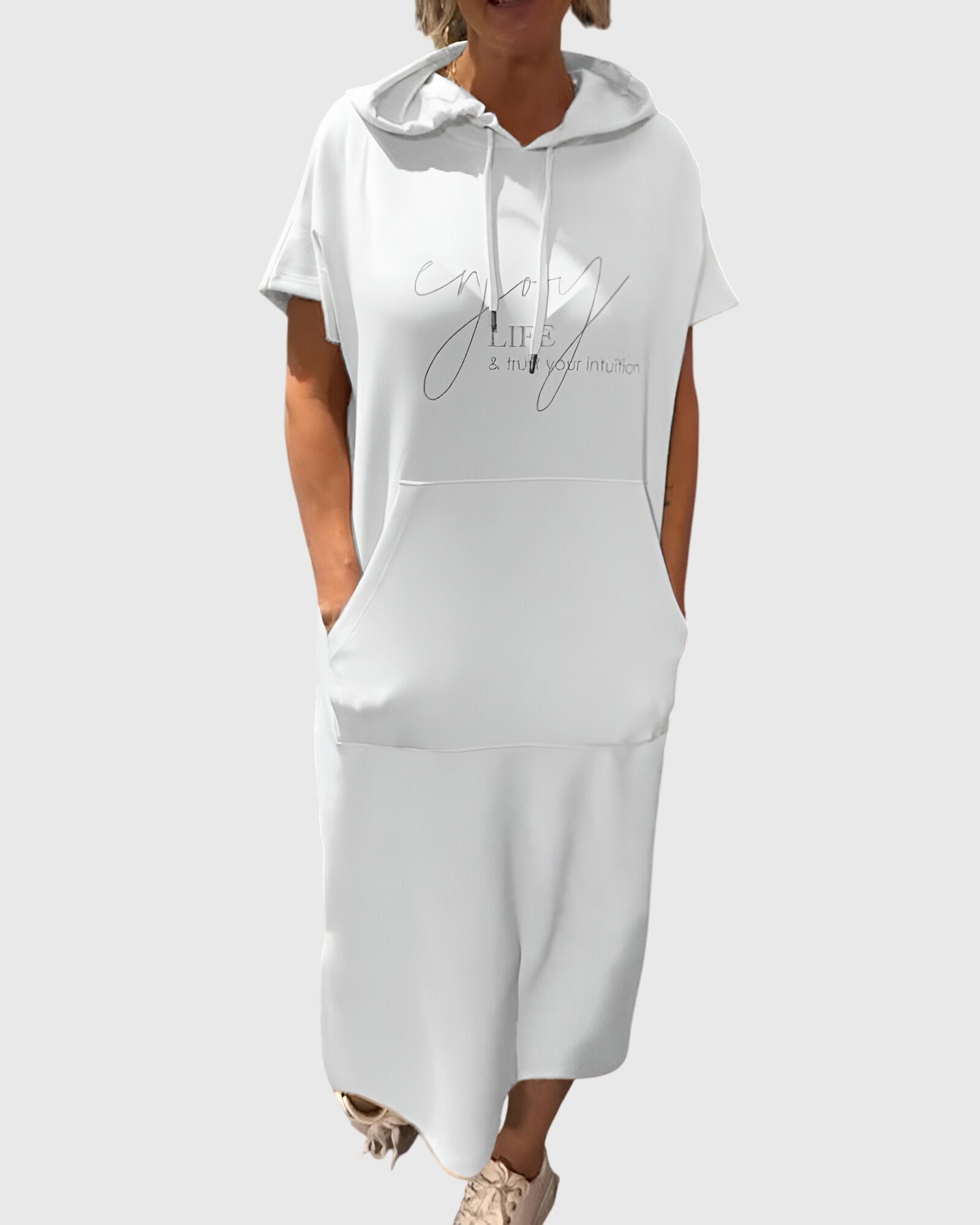Stella – Short Sleeve Midi Hoodie Dress