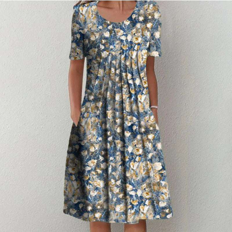 Sadie – Ditsy Floral Puff Sleeve Summer Midi Dress