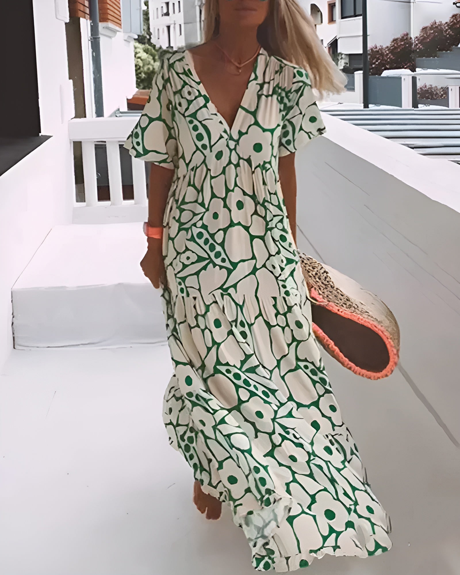 Matilda – Floral Print V Neck Summer Maxi Dress