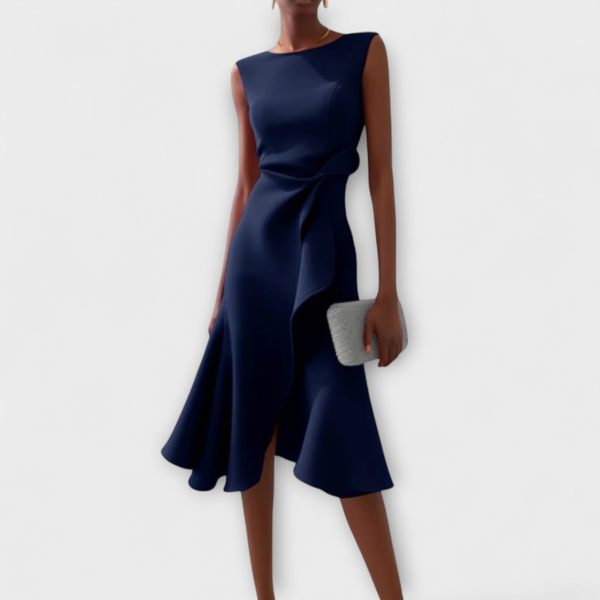 Genesis – Satin Draped Asymmetric Hem Cocktail Dress