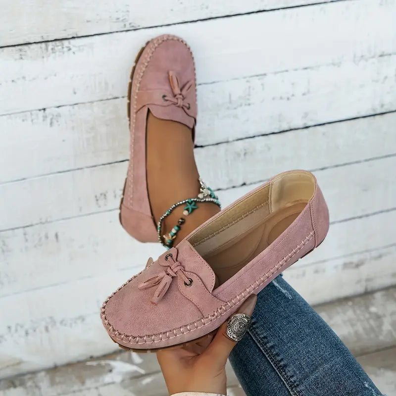 Josie – Suede Tassel Moc Toe Loafers