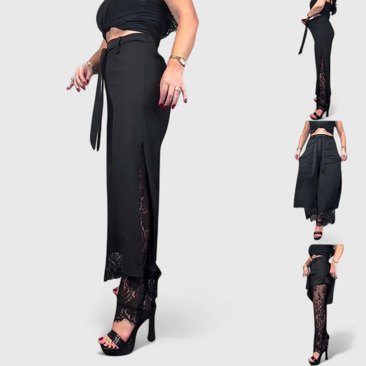 Emily – Lace Hem Wide Leg Pants