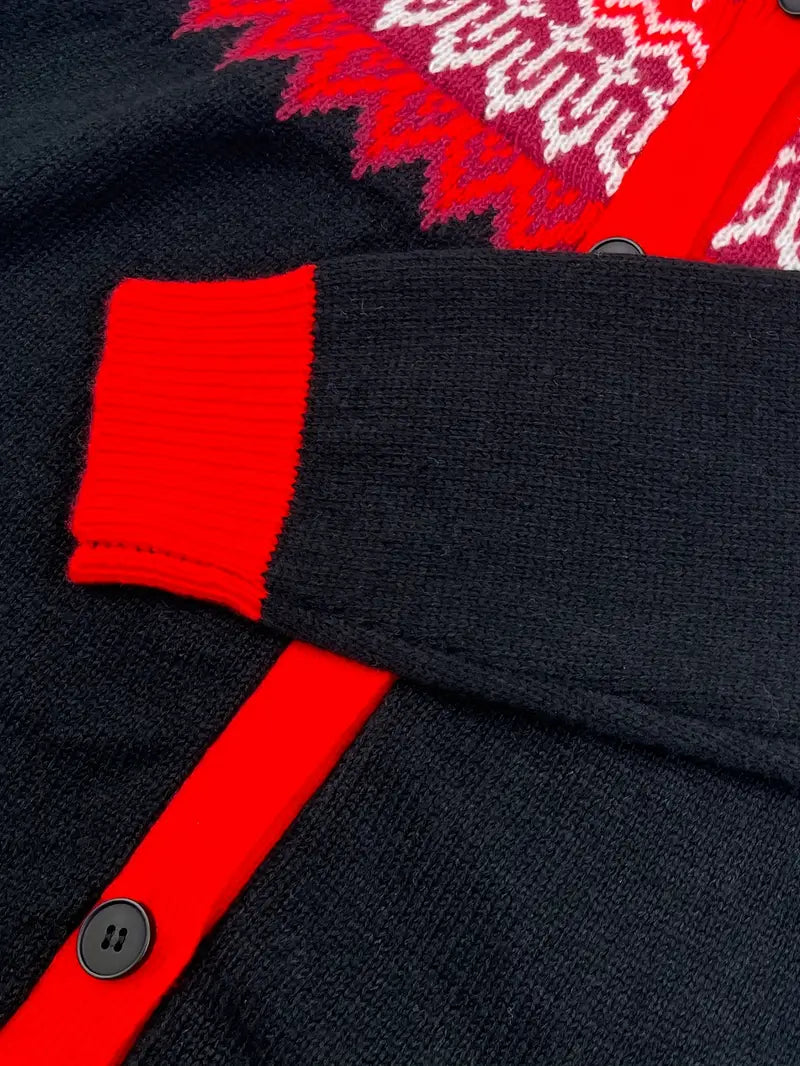 Elke – Fair Isle Chunky Knit Button Up Cardigan
