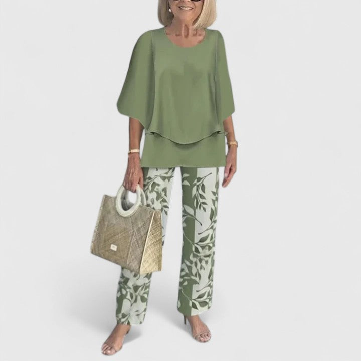 Brooklyn – Short Sleeve Top and Floral Print Wide Leg Pants Set