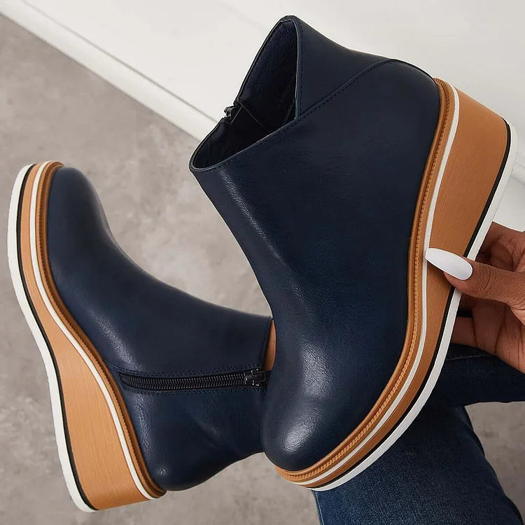 Maeve – Leather Wedge Ankle Boots