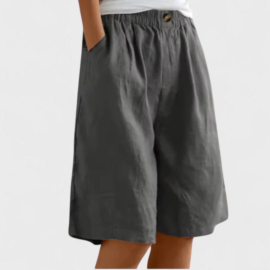 Eliza – High Waist Wide Leg Bermuda Shorts