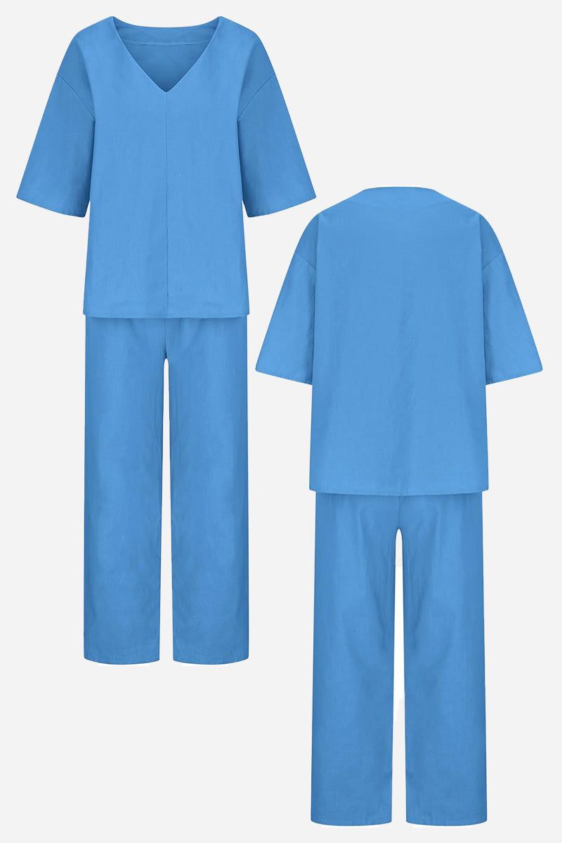 Lilah – V Neck Batwing Top and Straight Leg Pants Set