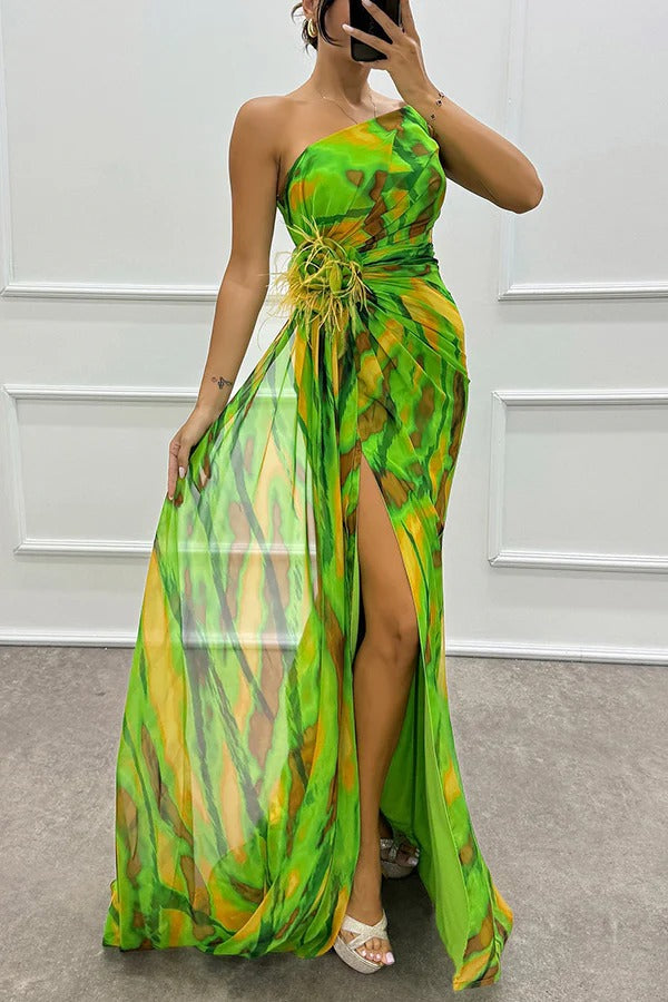 Grace – Chiffon One Shoulder Evening Maxi Dress