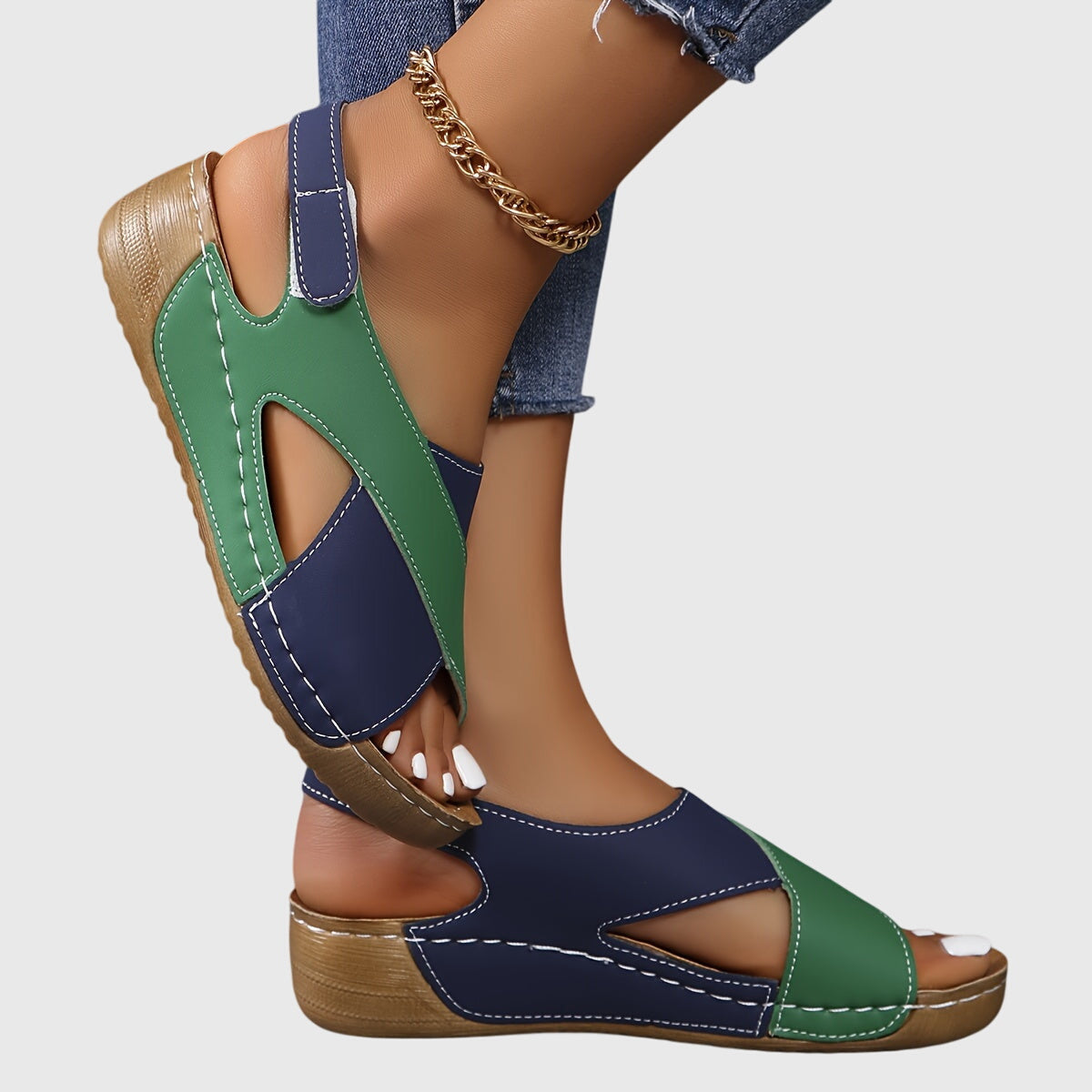 Hadley – Crossover Slingback Low Wedge Sandals